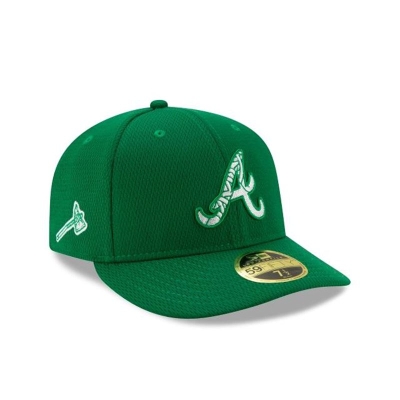 Green Atlanta Braves Hat - New Era MLB St Patricks Day Low Profile 59FIFTY Fitted Caps USA0293146